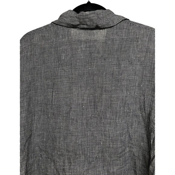 Flax By Jeanne Engelhart Button Front Linen Top Black/White Women’s Size Small - Picture 4 of 11